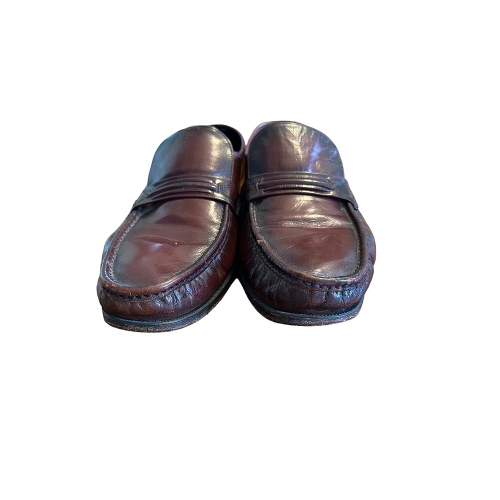 Mens Narrow Vintage The Florsheim Shoe Black Leather Loafers Dress Size 13